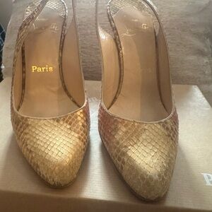 Christian Louboutin Gold Snakeskin Heels